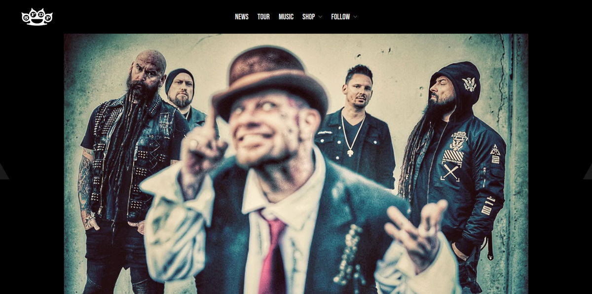 Screenshot of Five Finger Death Punch, from the band websites collection.
