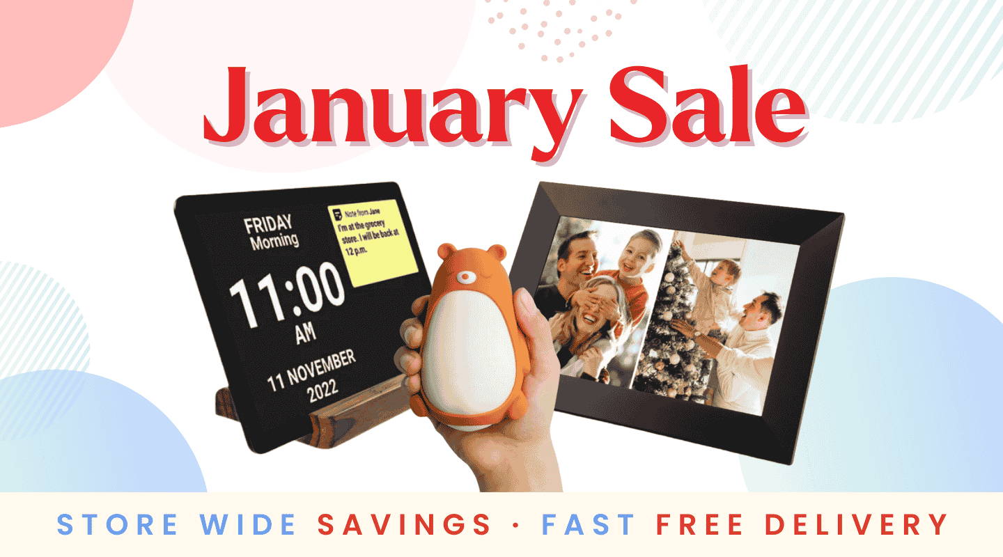 Digital photo frames and dementia clocks with Australian support and 1,800+ five-star reviews