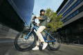 City dweller on his electric bike covered by an EAB insurance policy.