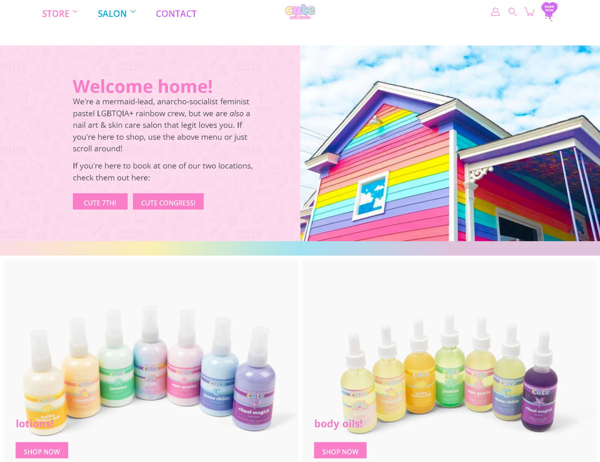 Screenshot of Cute Nail Studio, from the nail salon websites collection.