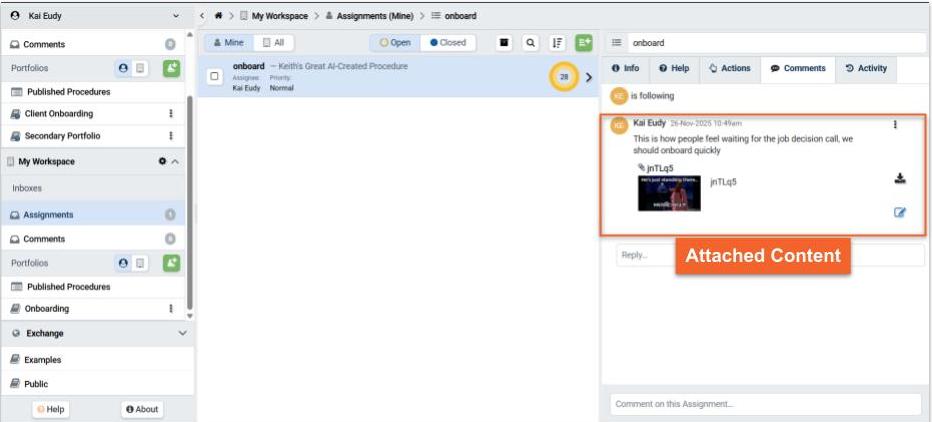 Attachment on a Comment