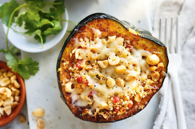 Courge farcie au quinoa et au cheddar d’ici