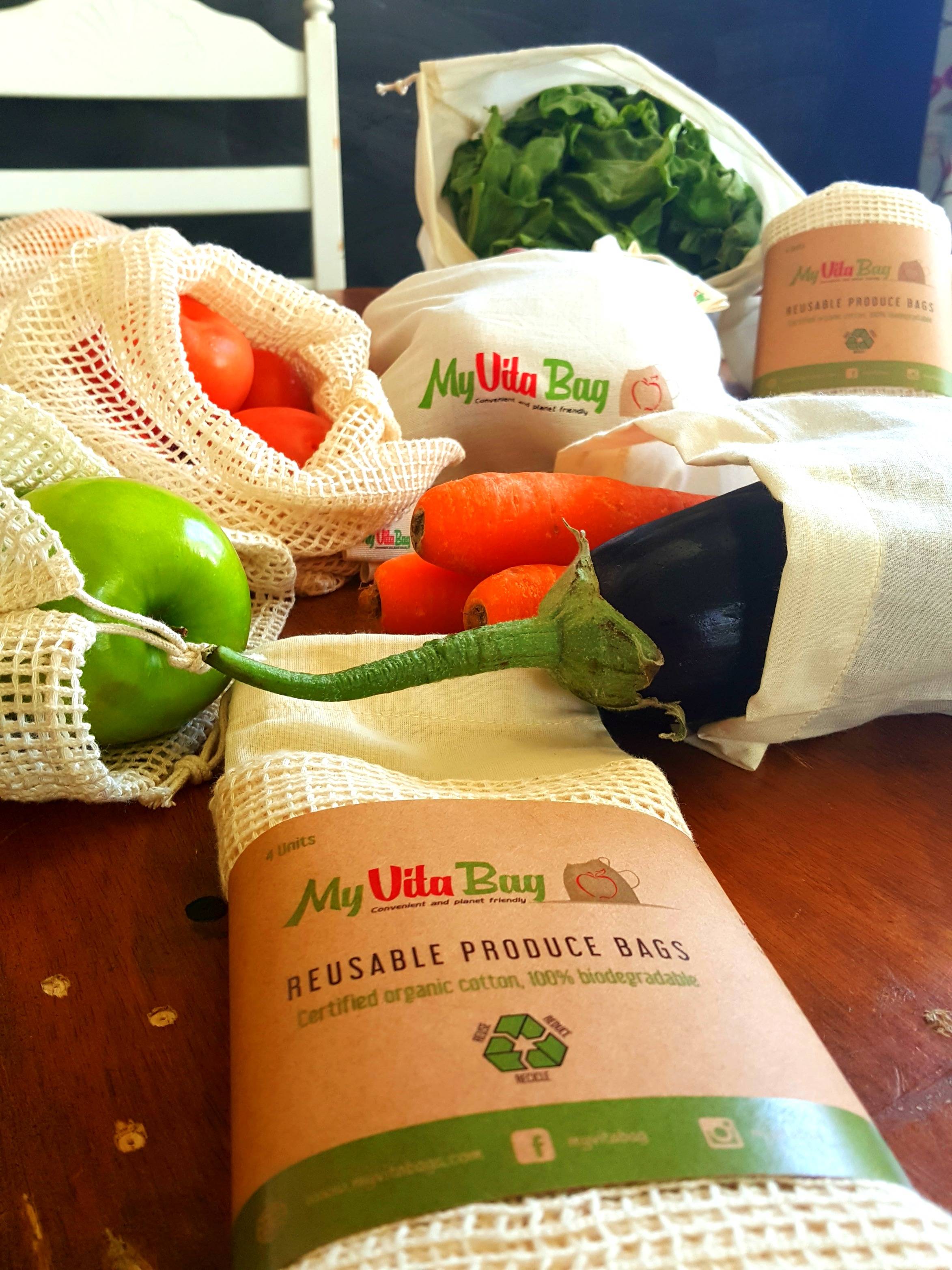 Fruits and veggies in My Vita Bag reusable produce bags