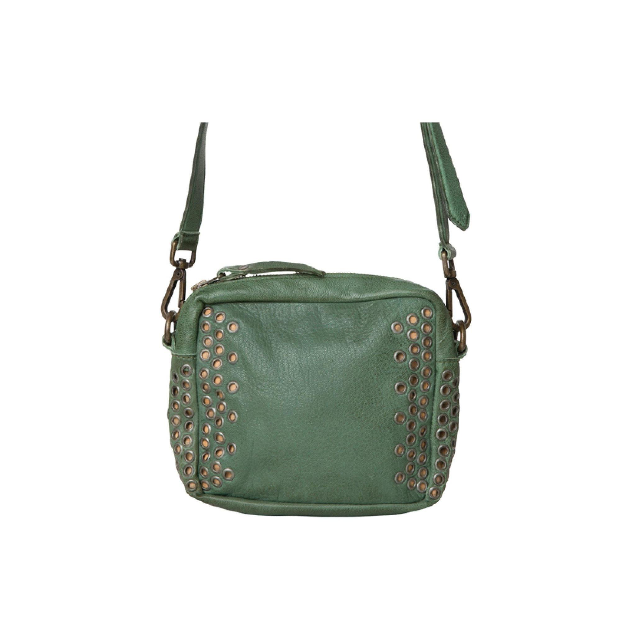 Cadelle Leather Green Crossbody Studded Leather Bag 