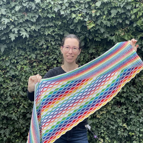 Crocheted scarf Rainbow wave