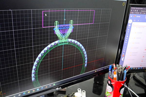 3 dimensional drawing of a ring on a computer screen.