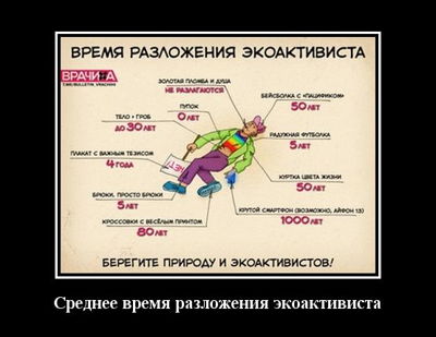 Среднее время разложения экоактивиста.