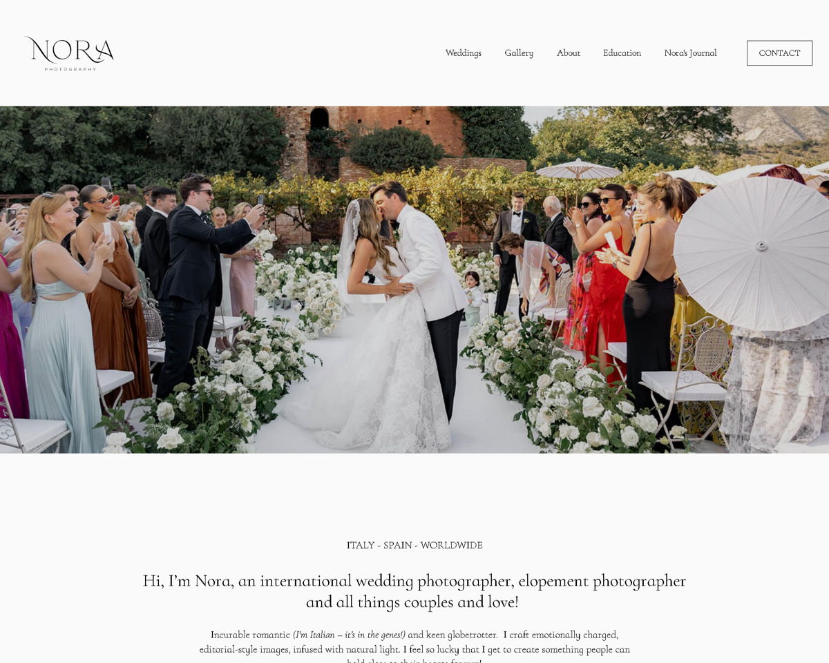 Screenshot of  Nora Photography, from the white websites collection.