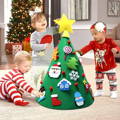 Three kids playing with a round Montessori Christmas Tree.