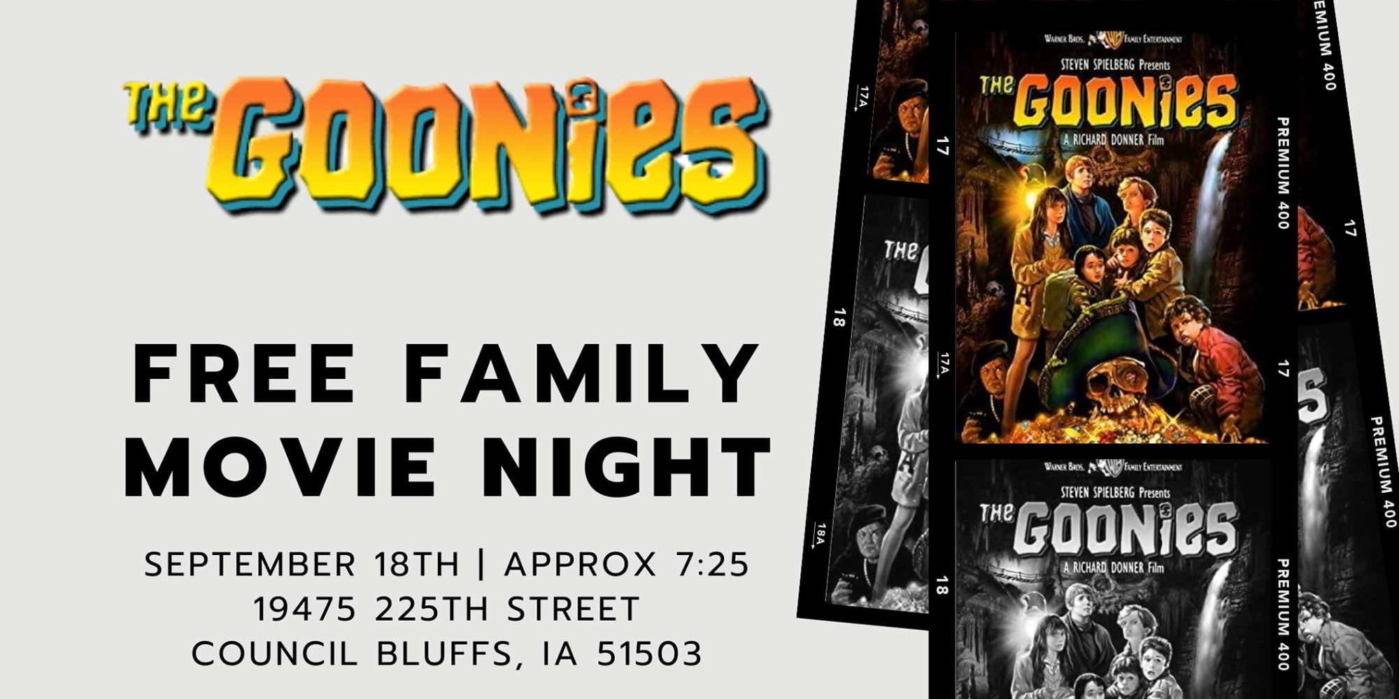 FREE Friday Family Movie Nights - The Goonies promotional image
