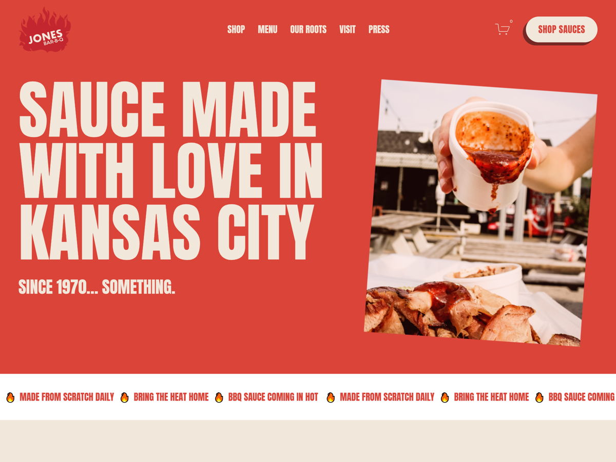 Screenshot of Jones Bar-B-Q, from the ecommerce websites collection.