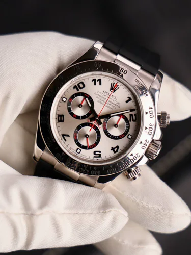 Rolex Daytona White Gold Racing Dial Rubber B Strap with box