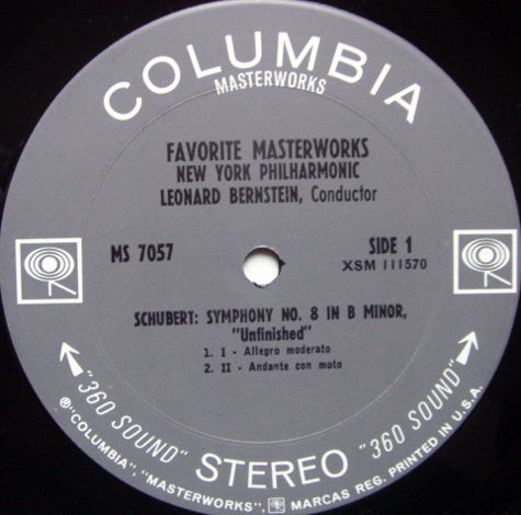 Columbia 2-EYE / LEONARD BERNSTEIN, - Schubert Unfinish...