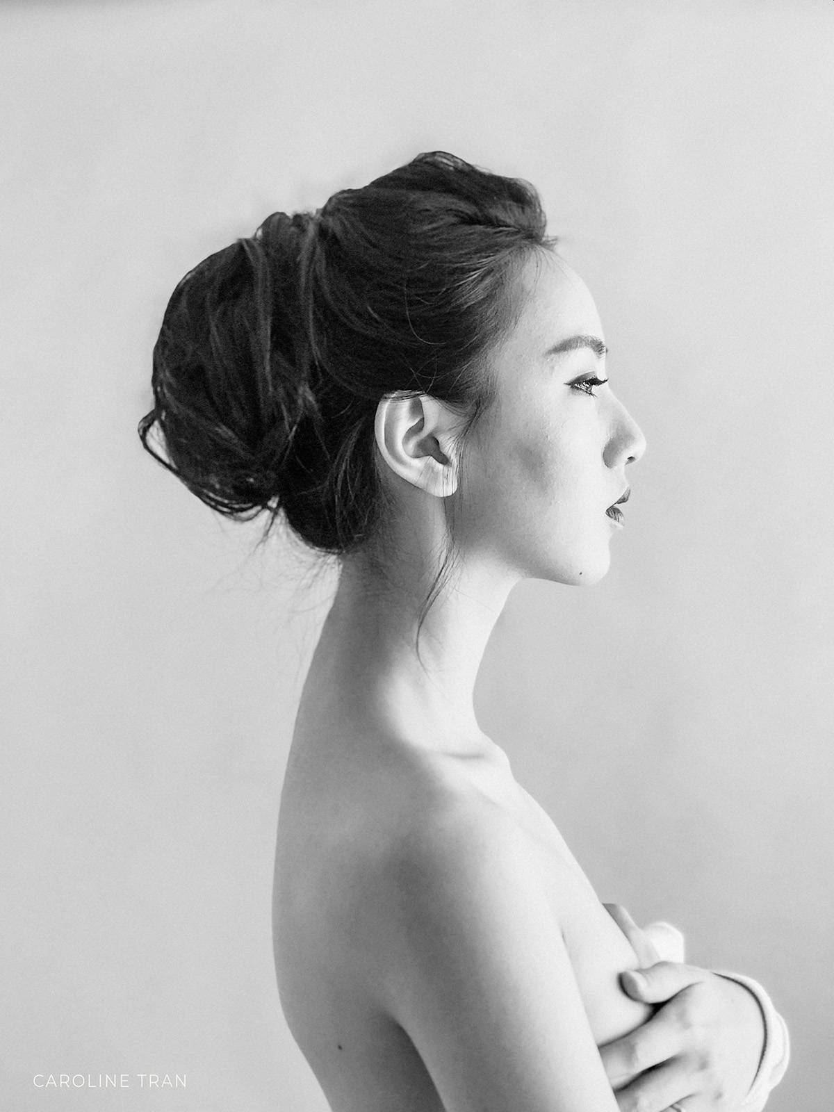 Black and White Side Portrait Using REFINED x Caroline Tran Mobile Presets