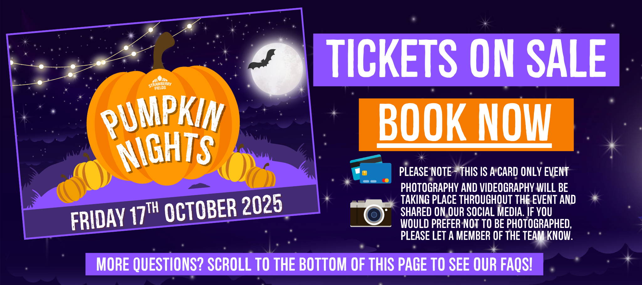 Experience Pumpkin Nights at Strawberry Fields, Lifton – glowing twilight pumpkin patch, live music, entertainment & fire show. A magical autumn evening in Devon!