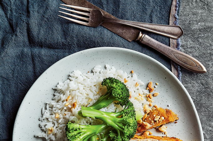 Breaded Chicken Cutlets with Peanut Sauce