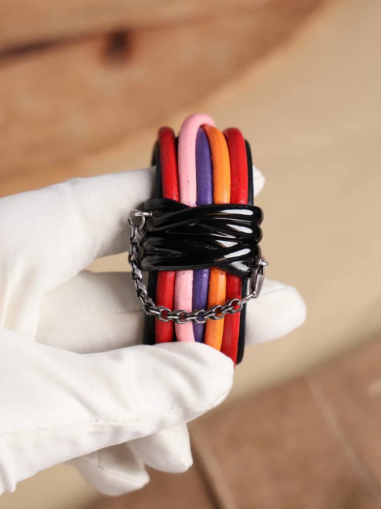 Allegra S12 Black PVD Steel with White/Orange/Pink Sapphires