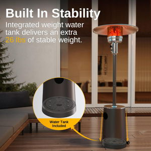 EAST OAK 50,000 BTU Patio Heater with Sand Box, Table Design, Double-Layer Stainless Steel Burner, Wheels, Triple Protection System, Outdoor Heater for Home and Residential, Pinecone