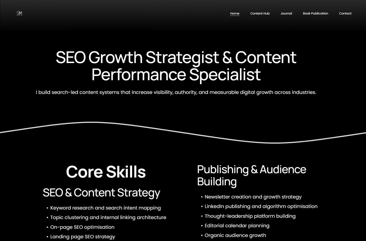 Screenshot of Sneha Mukherjee, from the seo portfolios collection.