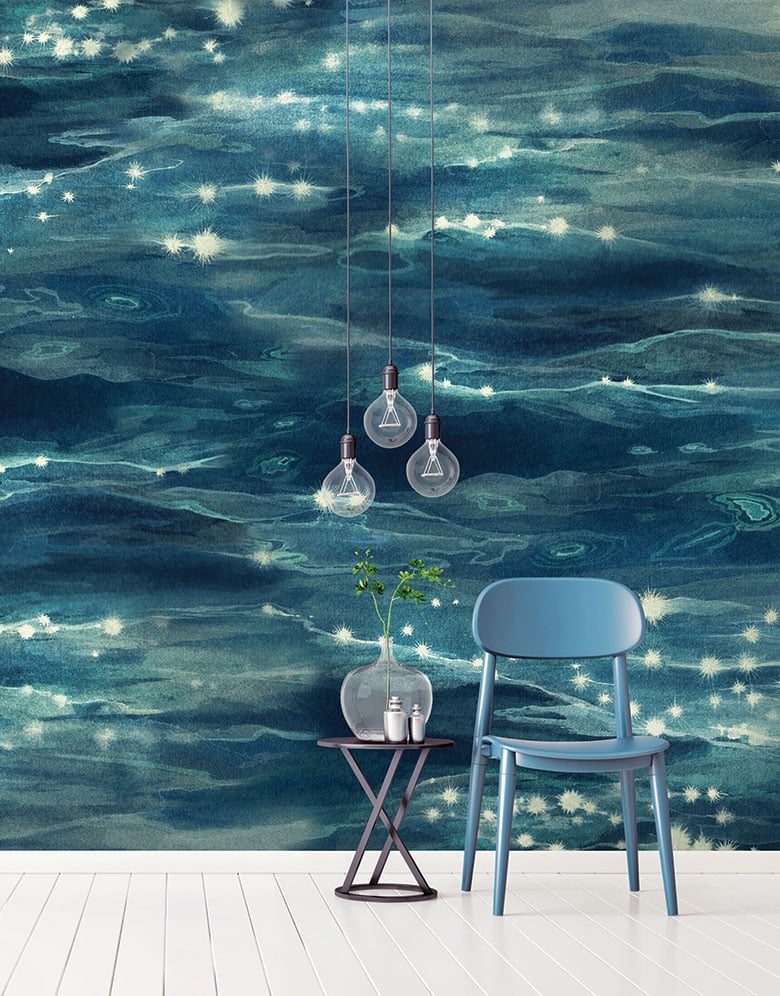 Blue Sparkling Sea Wallpaper Mural hero image