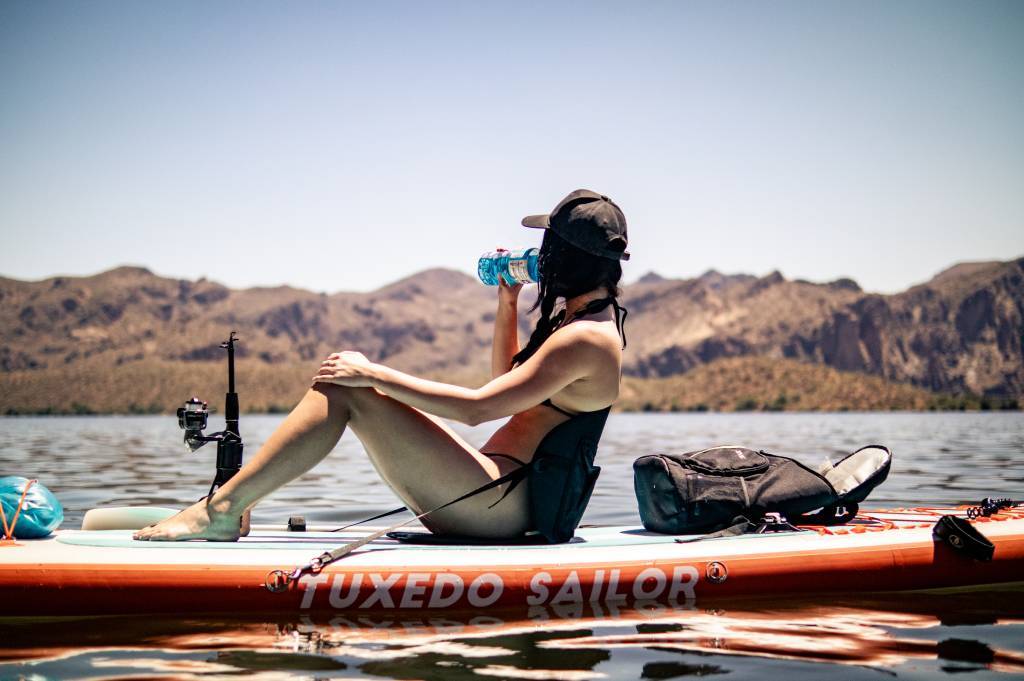 Funwater fishing inflatable paddle boards can support fishing gears in water