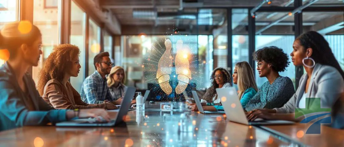 Nurses discussing blockchain applications in healthcare