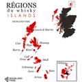 Carte région du Whisky Islands localisation de la distillerie écossaise Highland Park