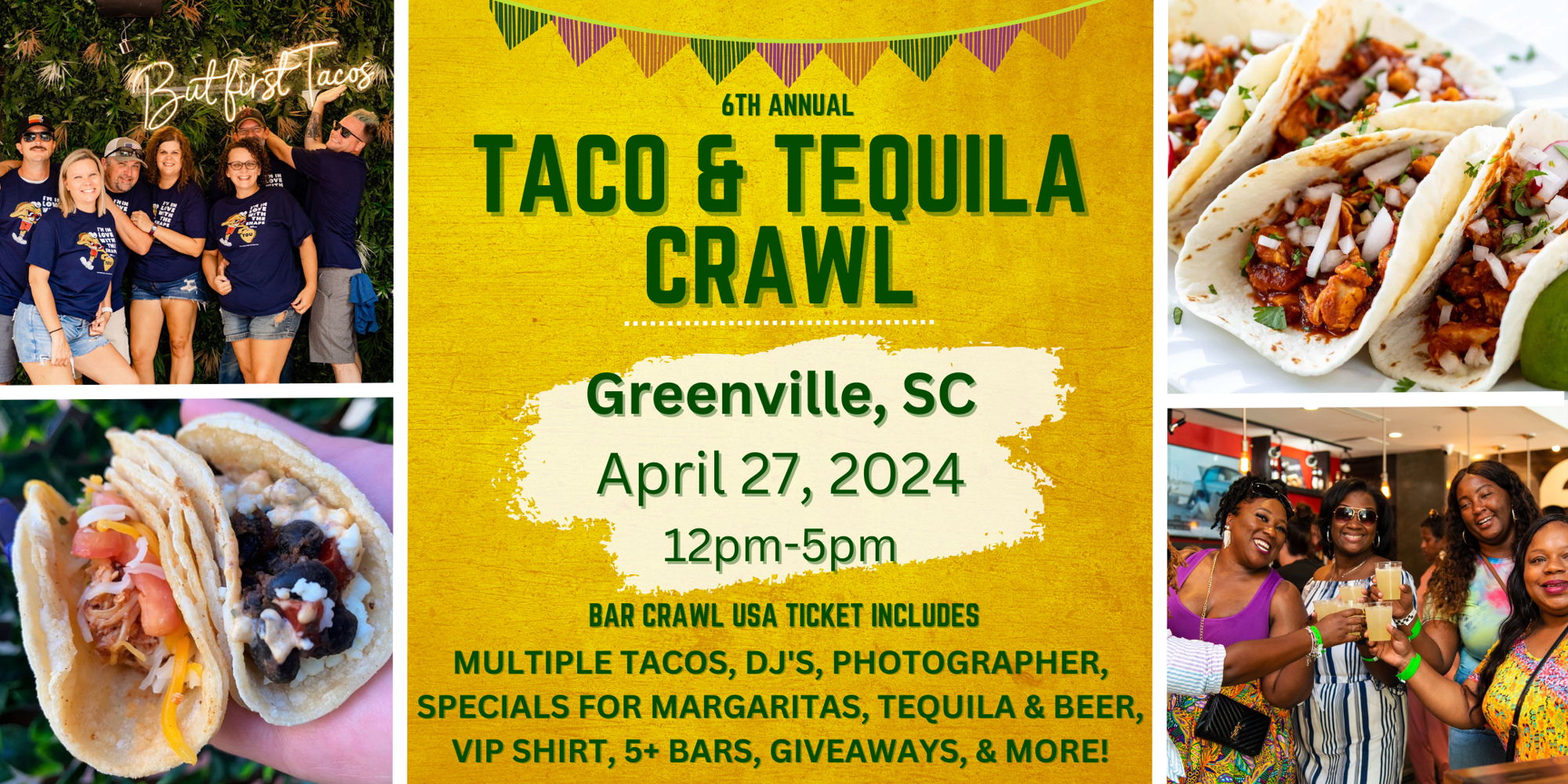 Greenville Taco & Tequila Bar Crawl: 6th Annual promotional image