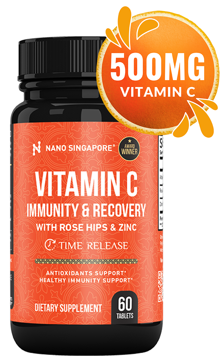 A bottle of our best vitamin c tablets showing it has 500mg of our best vitamin c
