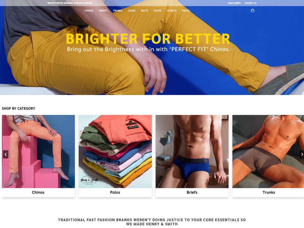 Screenshot of Henry & Smith, from the ecommerce websites collection.