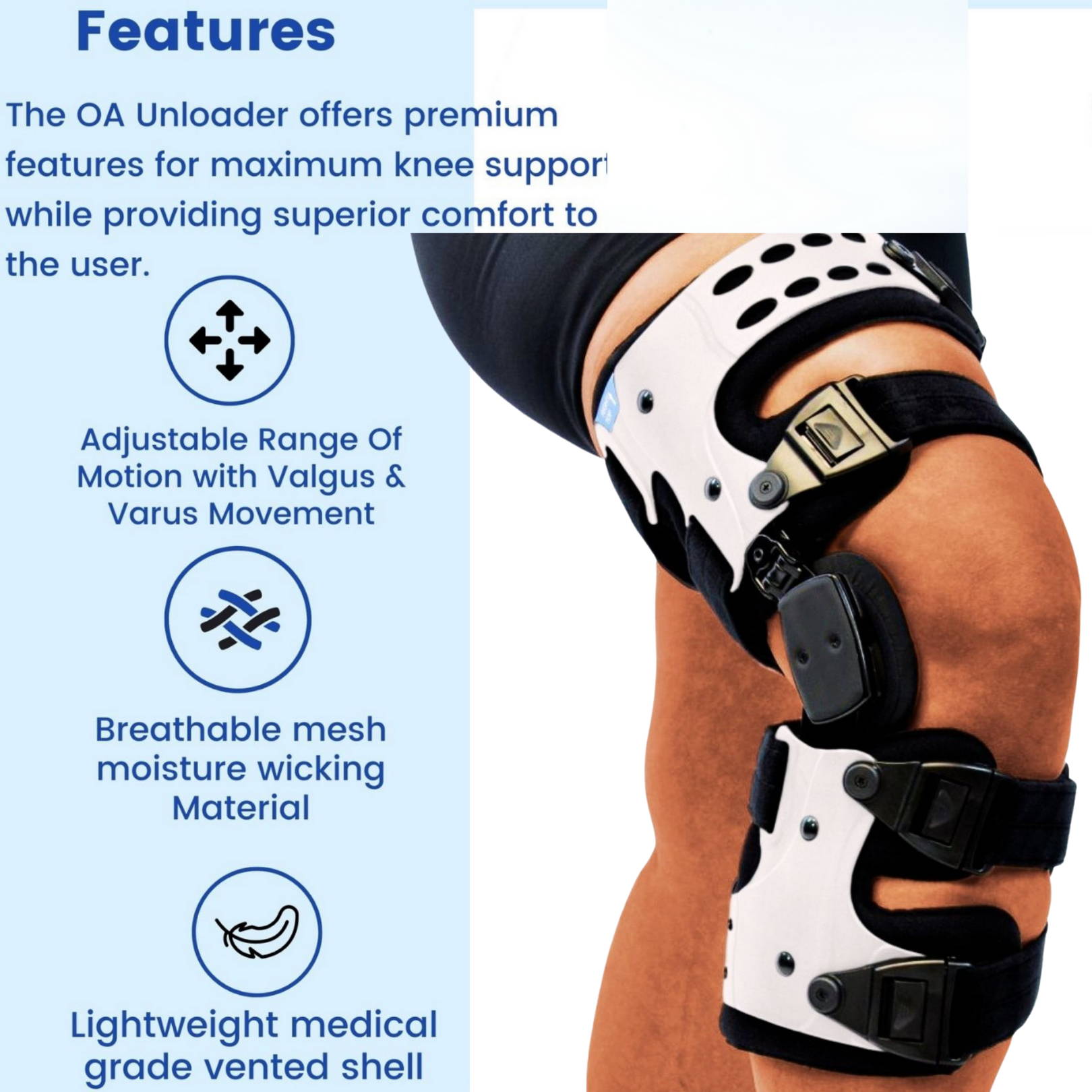 comfyorthopedic oa unlaoder knee brace with valgus and varus adjustments