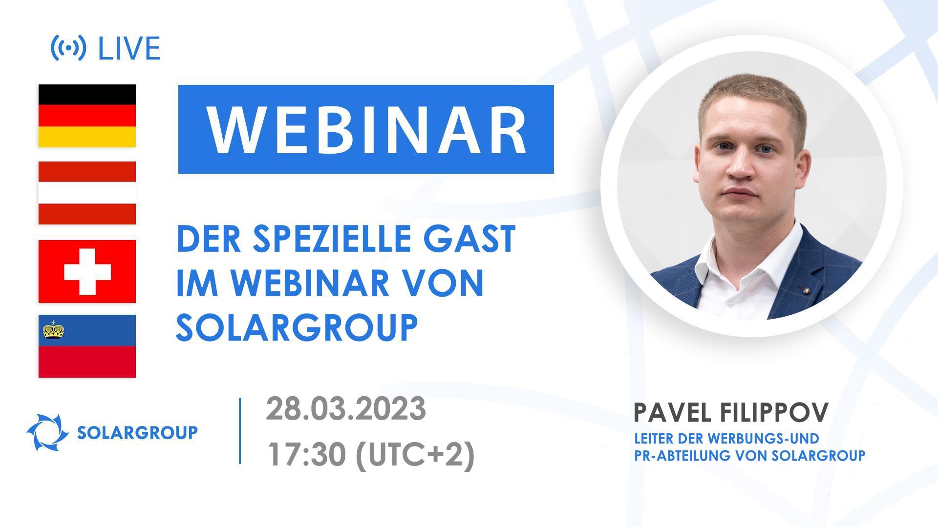 Deutschland. Der spezielle Gast im Webinar von SOLARGROUP
