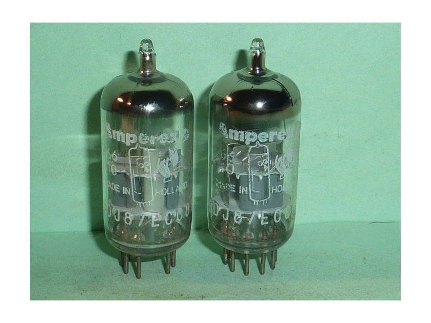 Amperex 6DJ8 ECC88 6922 Bugle Boy Tubes, Matched Pair, Matched Codes, Tested