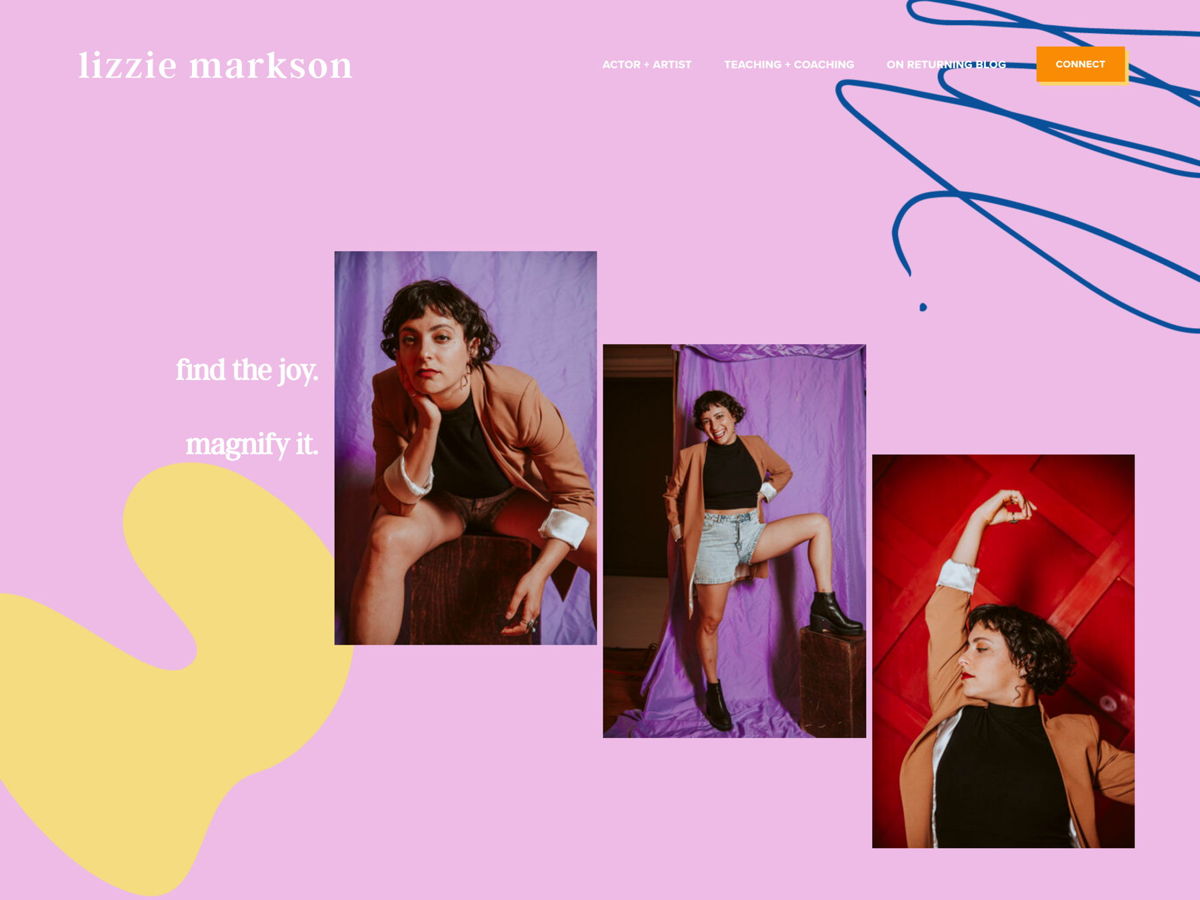 Screenshot of Lizzie Markson, from the purple websites collection.