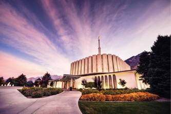 Sidewalk path leading up to the Provo Temple.