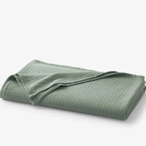 Lightweight Gossamer Cotton Blanket | Color: Thyme | Size: Queen | The Company Store