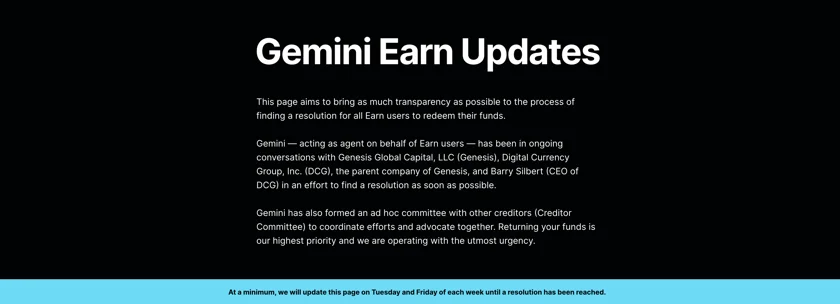 Page Designed to Improve Transparency at Gemini