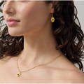 July Birthstone garnet and gold artisanal necklace and earrings as worn