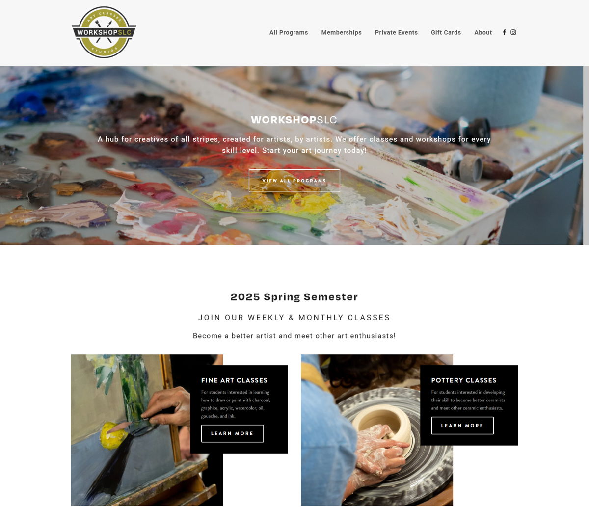 Screenshot of Workshop SLC, from the workshop websites collection.