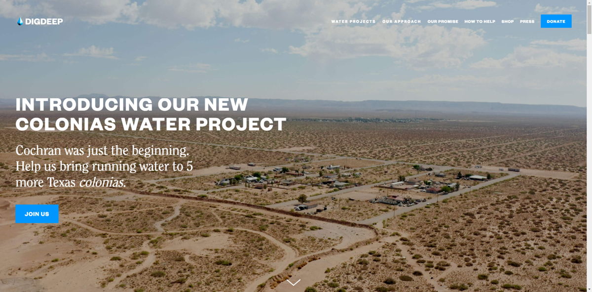 Screenshot of DIGDEEP, from the nonprofit & charity websites collection.