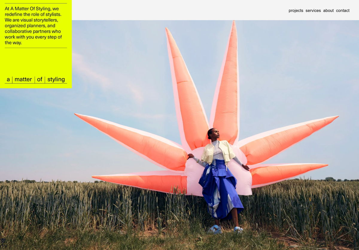 Screenshot of A Matter of Styling, from the stylist portfolios collection.