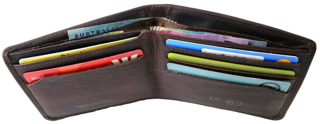 RFID Genuine Leather Wallet Oil Pull Up Leather Style 12063