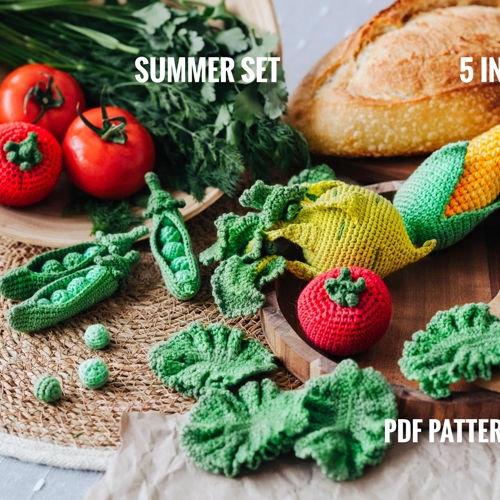 ALLE GROENTEN haakpatronen PDF - Amigurumi Voedsel Gehaakt Voedselpatroon Marktzak Groenten Fantasiespel Patronen Boerenmarkt Haak