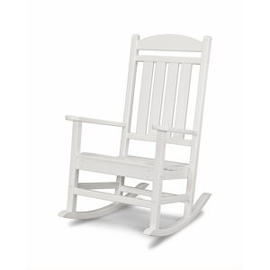 POLYWOOD Presidential White Hdpe Frame Rocking Chair with Slat Seat