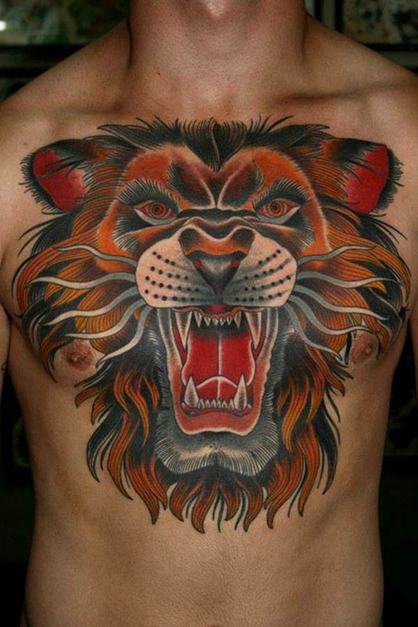 Tatouage Lion Torse Homme