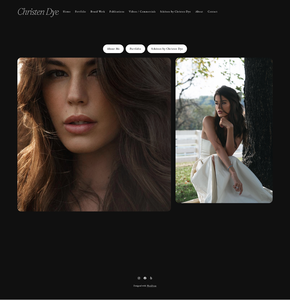 Screenshot of Christen Dye, from the model websites collection.