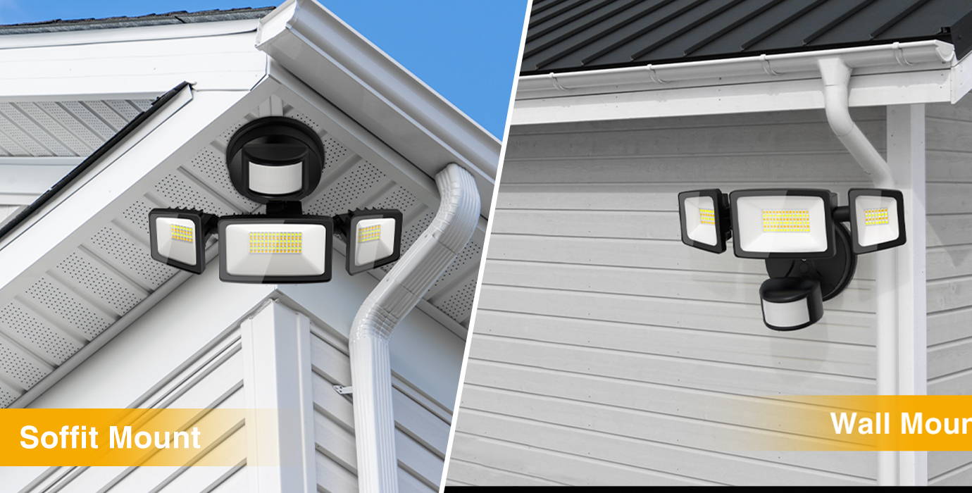 55W Smart Motion Activated LED Outside Lights Installation