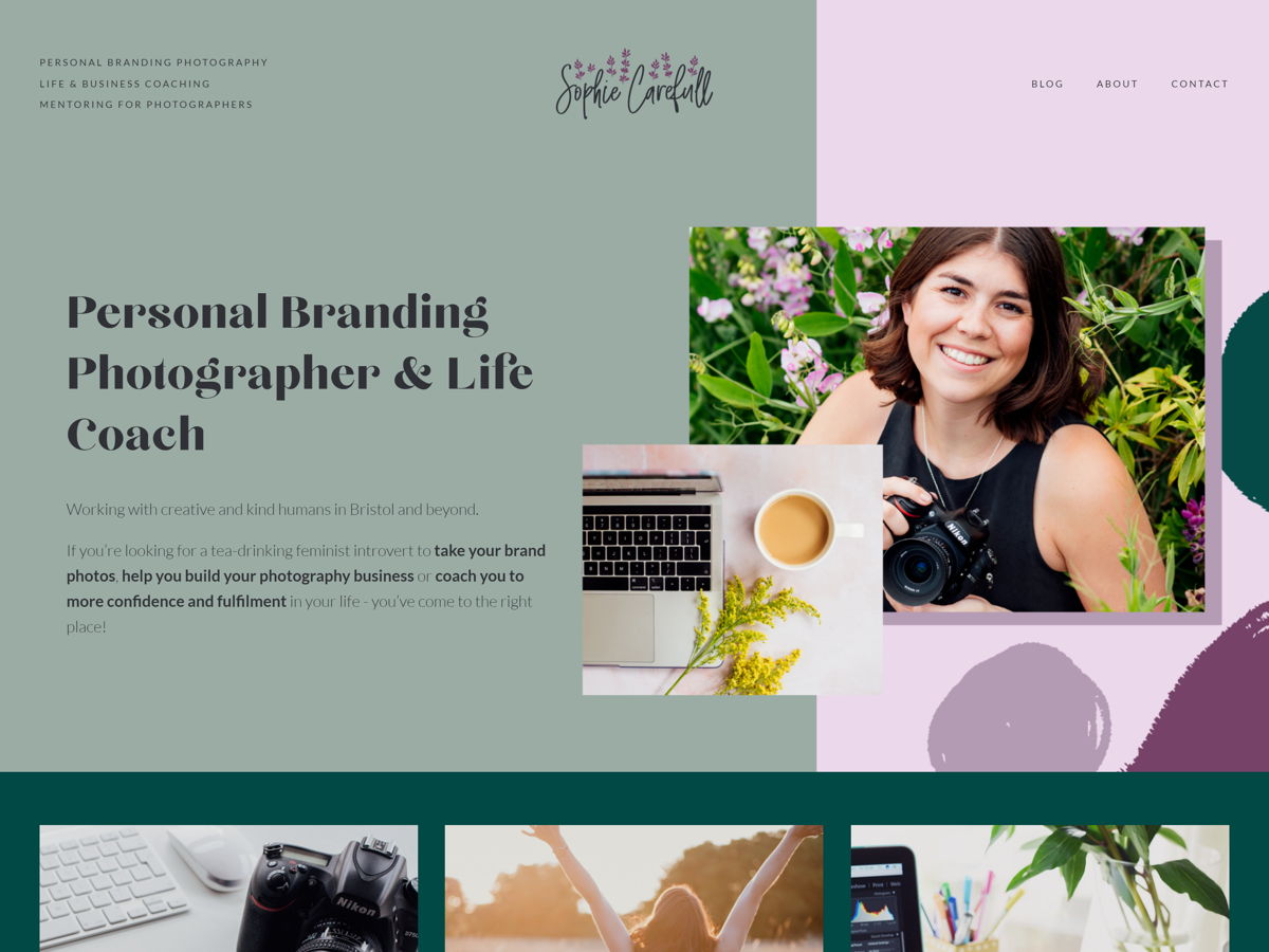 Screenshot of Sophie Carefull, from the squarespace coaching websites collection.