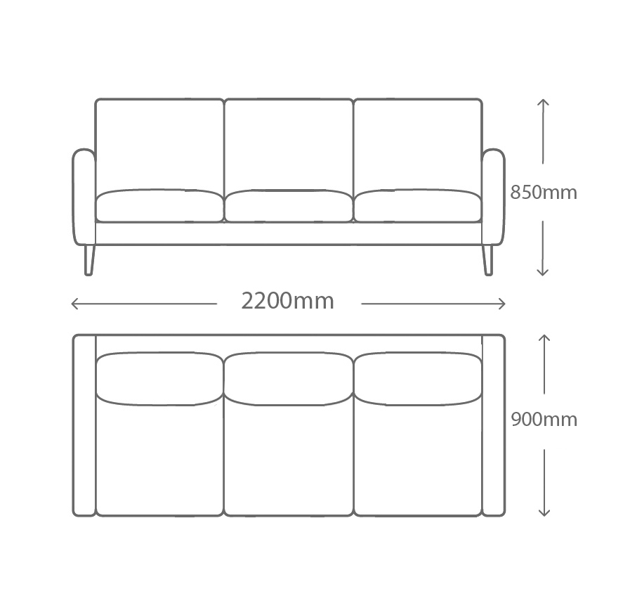 hooper 3 seater lounge suite size