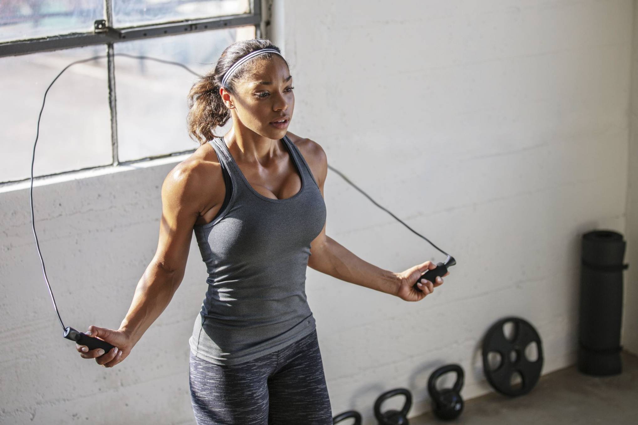 Athlete Jumping with Rope